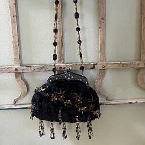 MARY FRANCES Embellished Black Shoulder Bag